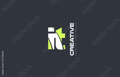 green letter it i t combination logo icon company design joint joined photo
