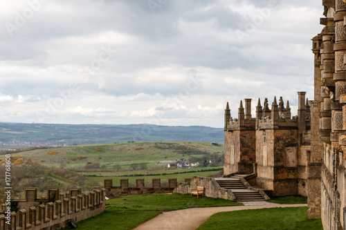 Landscape countryside view from Bolsover Castle in England, Derbyshire