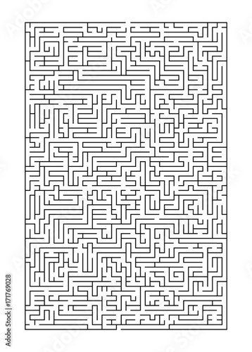 Complex maze puzzle game A 4 format (high level of difficulty). Black and white labyrinth business concept 