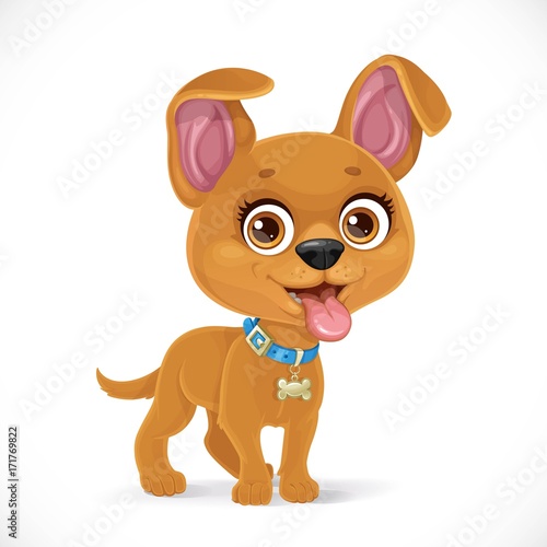 Cute cartoon little puppy isolated on a white background