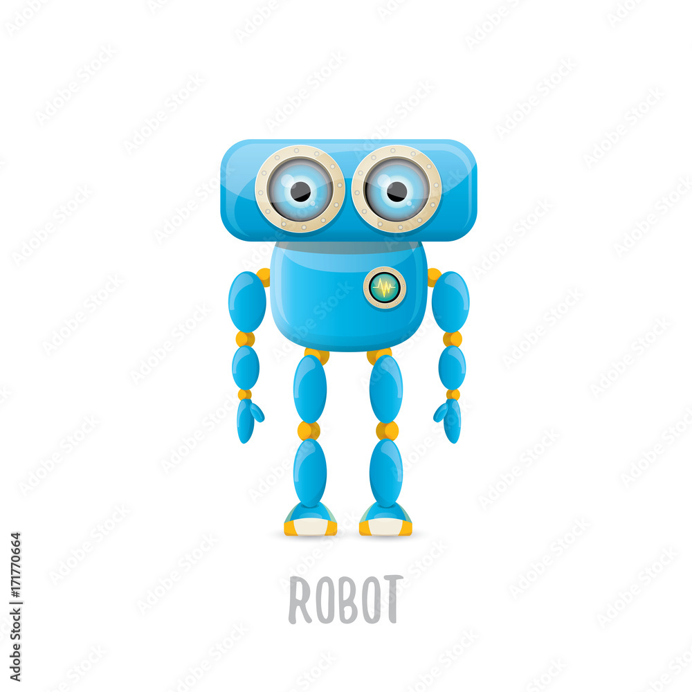 vector funny cartoon blue robot character