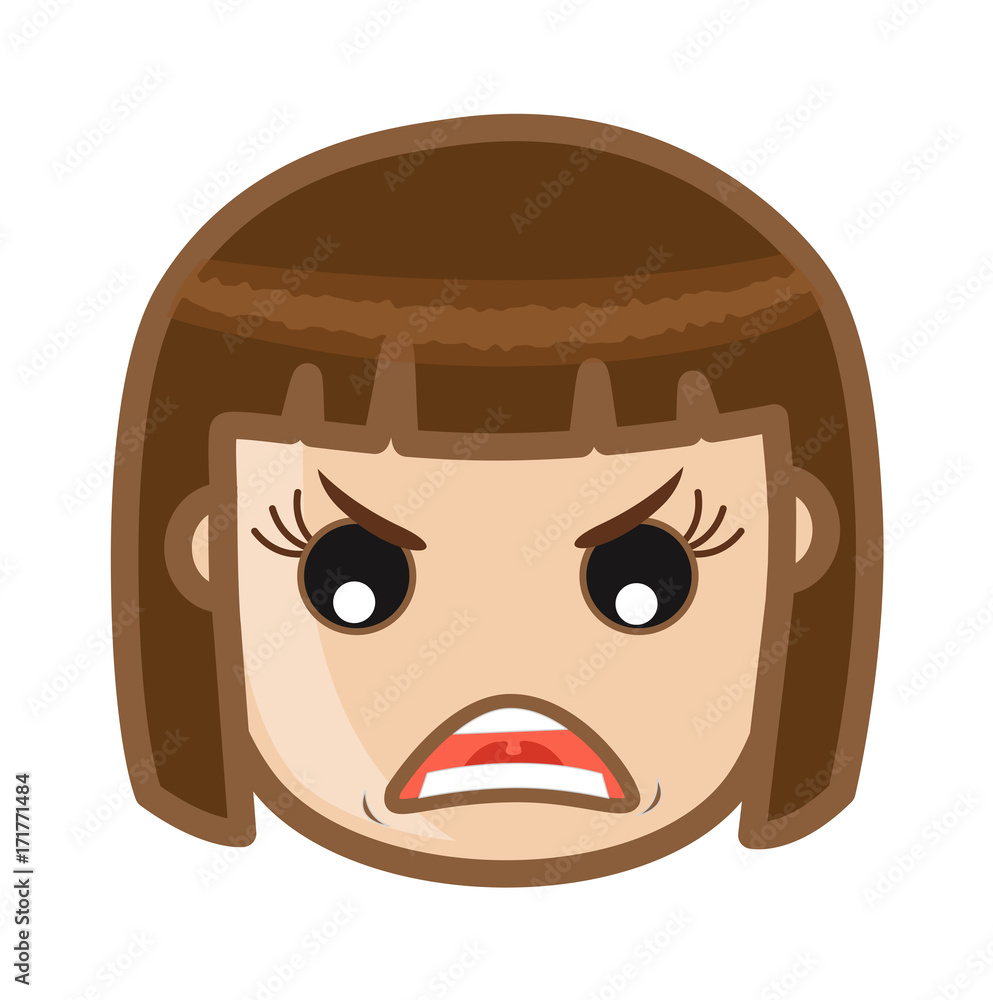 Aggressive Cute Girl Face Expression Aggressive Cute Girl Face Expression