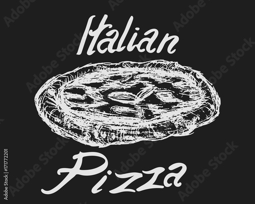 italian pizza sketch logo vector