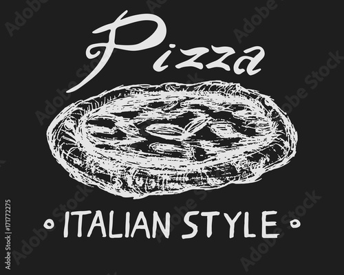 pizza italiani style sketch logo  vector