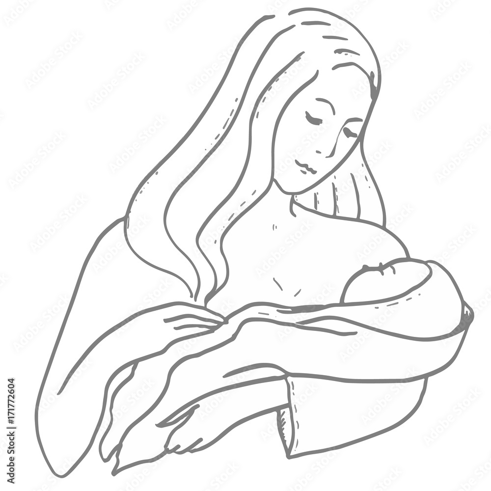 Motherhood, childhood. Young woman with newborn on her hands. Mom hug child. Happy family. Beautiful family sketch for design, advertising, emblem, prints, posters, banners. Cartoon characters. Hugs. Motherhood, childhood. Young woman with newborn on her hands. Mom hug child. Happy family. Beautiful family sketch for design, advertising, emblem, prints, posters, banners. Cartoon characters. Hugs.