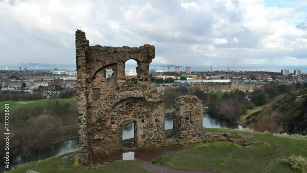 Static shot of the ruins of St Anthony's Chapel. Holyrood Park, Edinburgh, Scotland, UK Static shot of the ruins of St Anthony's Chapel. Holyrood Park, Edinburgh, Scotland, UK