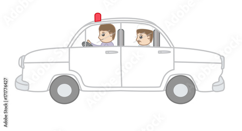 Corrupt Leader Traveling Car - clip-art vector illustration
