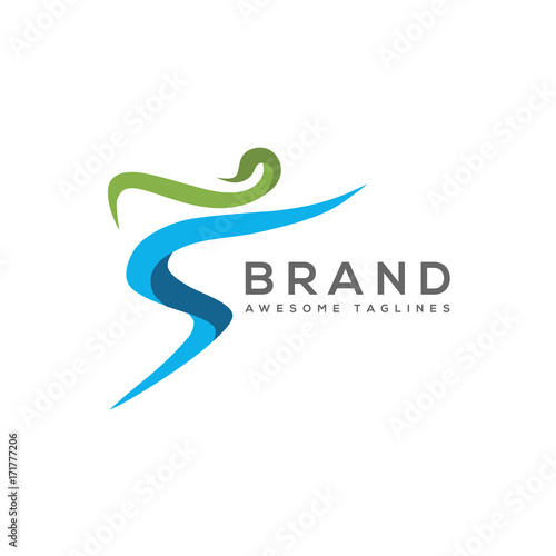 Abstract human body symbol with colorful concept . Sport fitness medical or health care center logo design concept.