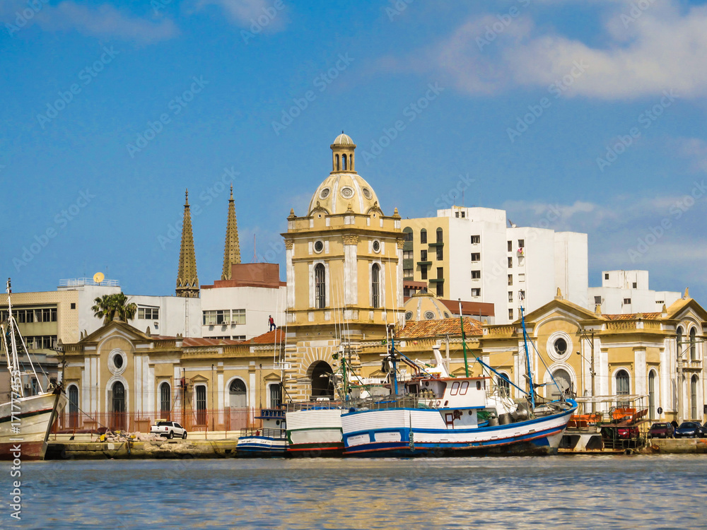 A view of Rio Grande's harbor and the Public Market historic building - Rio Grande is the oldest city of Rio Grande do Sul state