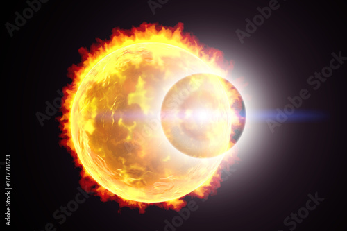 Solar flare, 3D illustration. Astronomy beautiful background