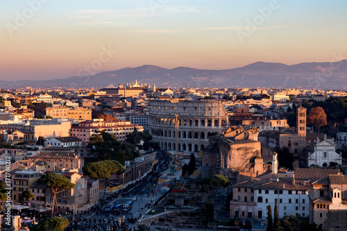 Colosseum Rome Sunset Panorama Landscape