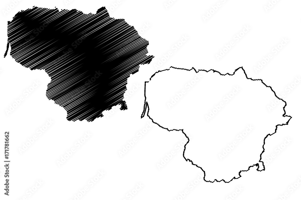 Lithuania map vector illustration, scribble sketch Lithuania