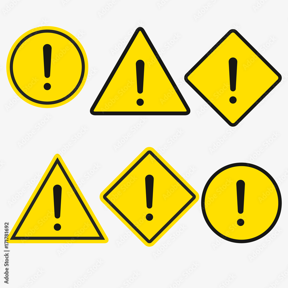 Set of caution icons. Caution sign. Vector Set of caution icons. Caution sign. Vector