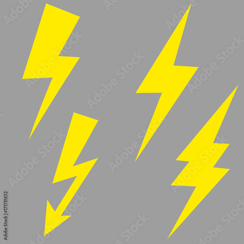 Lightning bolt vector icon set