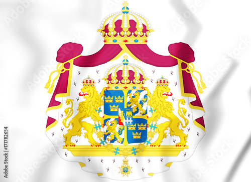 3D Great coat of arms of Sweden.
