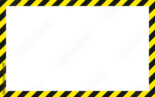 warning striped rectangular background, yellow and black stripes on the diagonal, warning to be careful potential danger vector template sign border yellow and black color Construction warning border photo