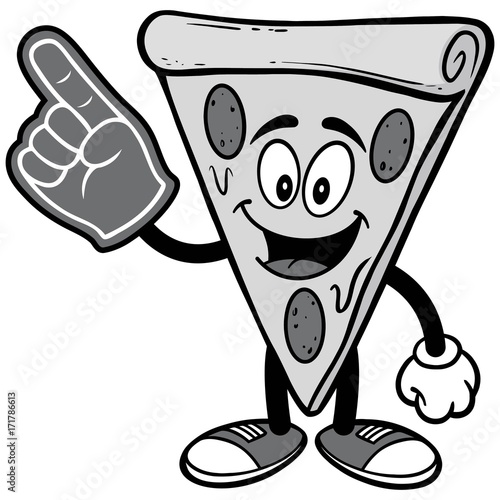 Pizza with Foam Finger Illustration