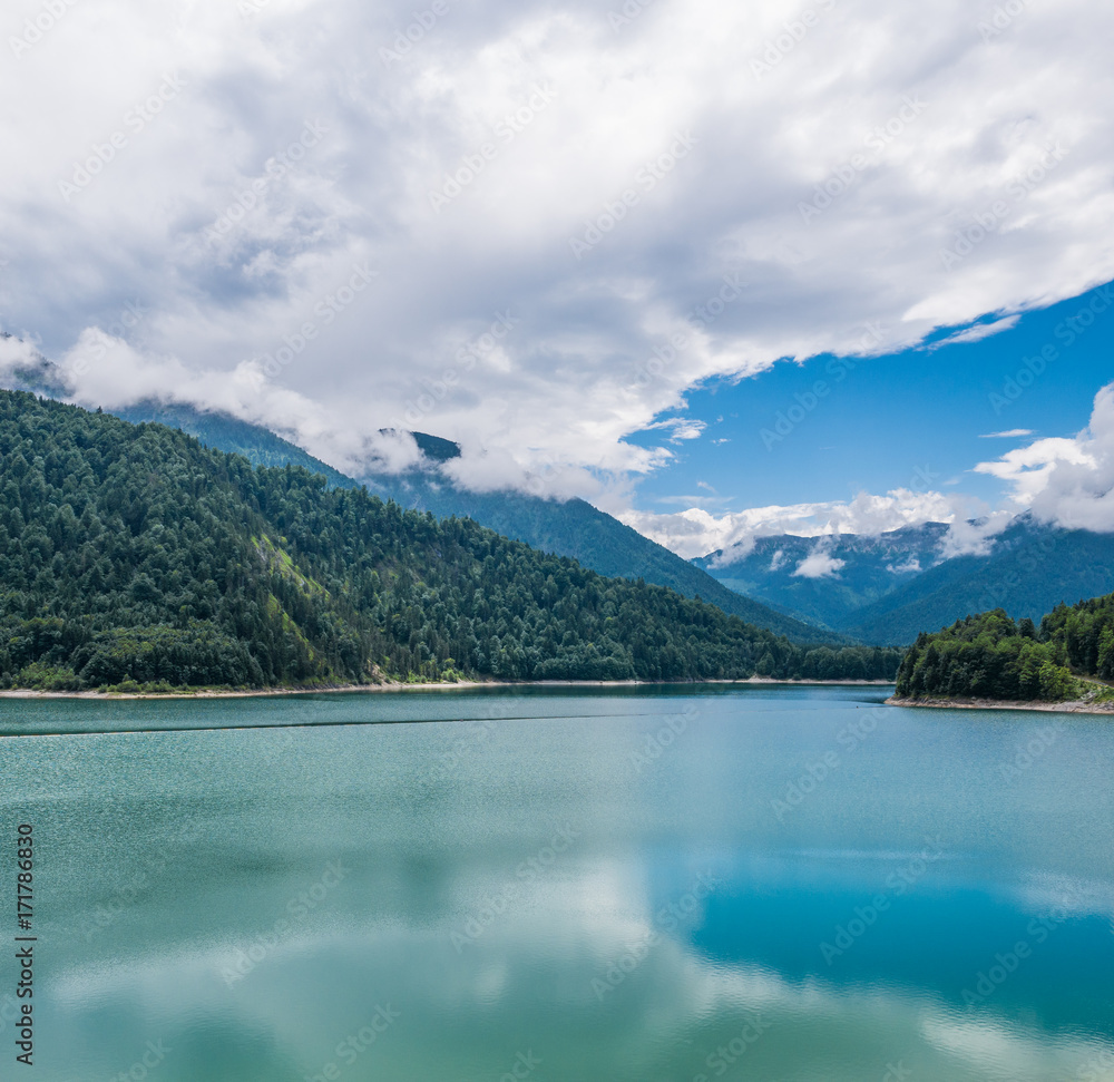 The mountain lake  Sylvenstein lake in Bavaria, Germany