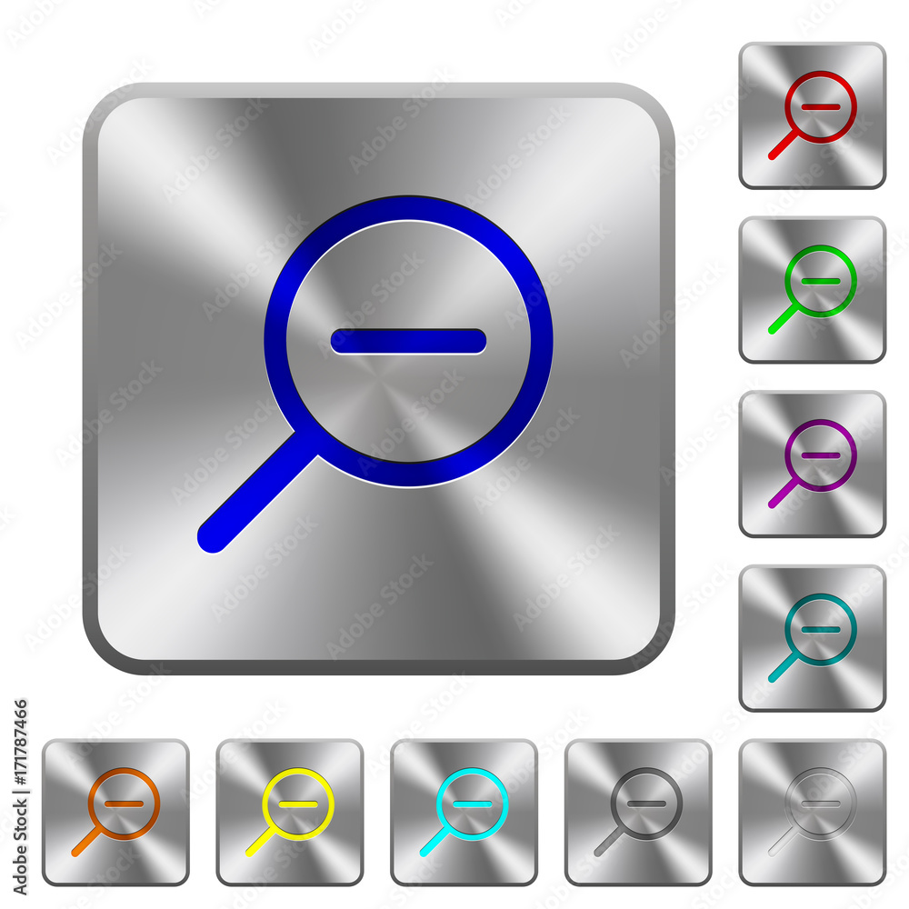 Zoom out rounded square steel buttons Zoom out rounded square steel buttons