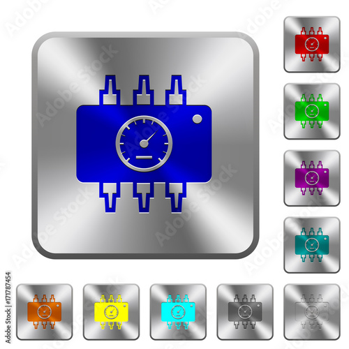Hardware diagnostics rounded square steel buttons