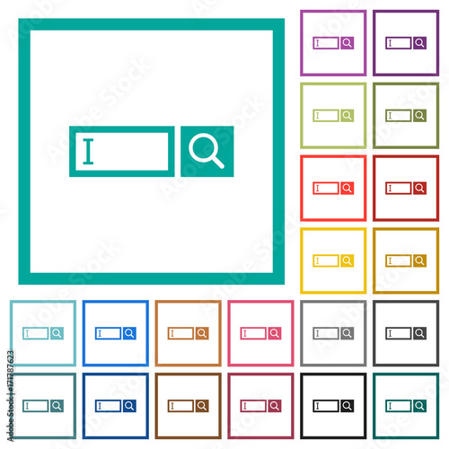 Search box with cursor flat color icons with quadrant frames