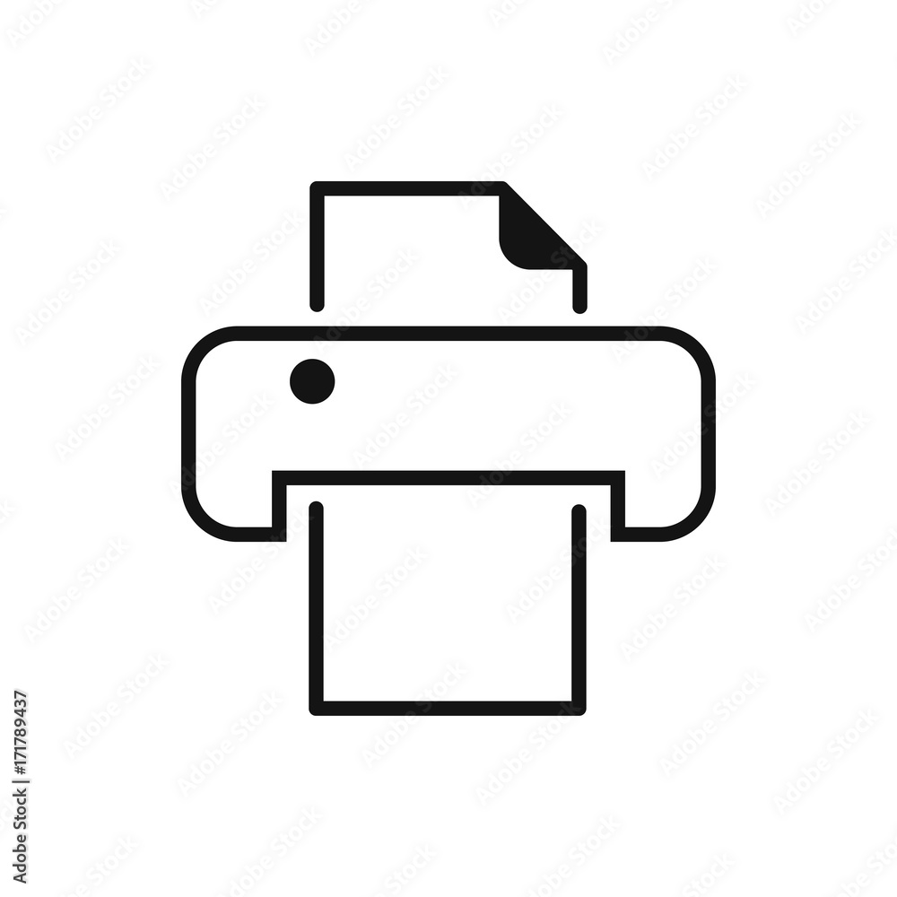 Vector illustration of an icon in the form of a printer for an application, a website, beznes re-introduction, infographics on a white background Vector illustration of an icon in the form of a printer for an application, a website, beznes re-introduction, infographics on a white background