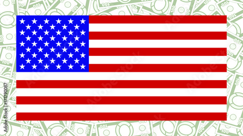 USA flag and money