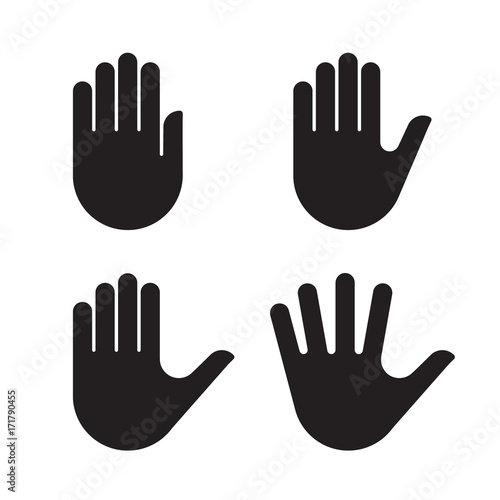 Human hand black silhouette icon set collection