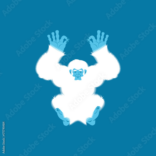 Yeti yoga. Bigfoot yogi. Abominable snowman relaxation and cognition. Vector illustration