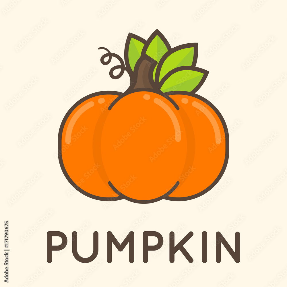 cartoon pumpkin with leaves vector cartoon pumpkin with leaves vector