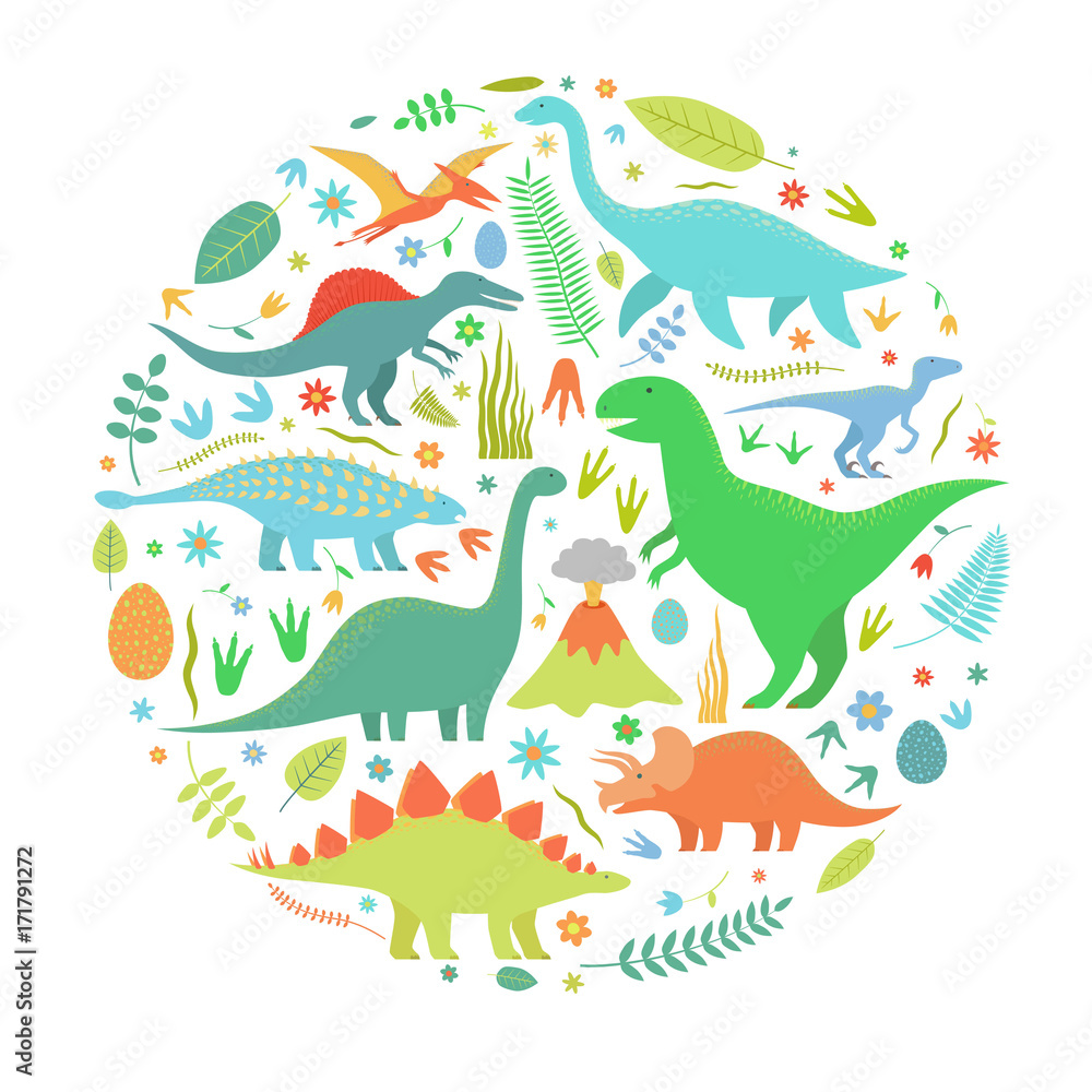 Obraz premium Dinosaurus in circle