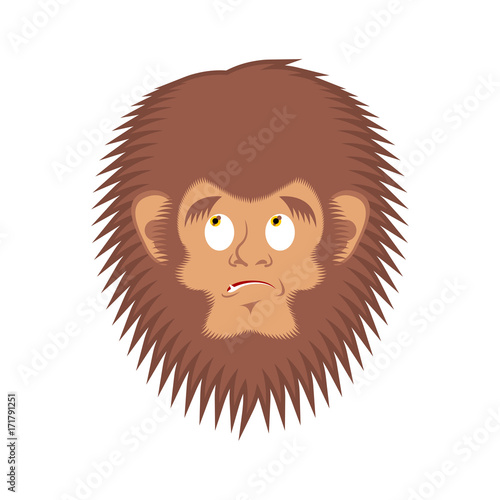 Bigfoot  guilty emoji. Yeti  delinquent face. Abominable snowman culpable avatar. Vector illustration