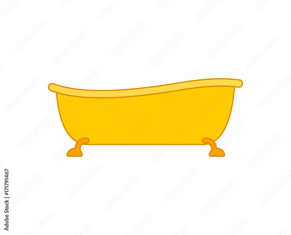 Golden Bath . Yellow bathtub. rich Bathroom accessory. Vector illustration Golden Bath . Yellow bathtub. rich Bathroom accessory. Vector illustration