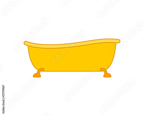 Golden Bath . Yellow bathtub. rich Bathroom accessory. Vector illustration