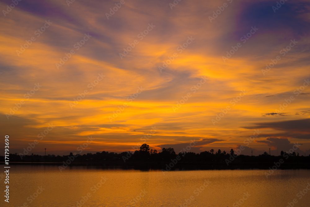 colorful sky at sunset on the lake landscape colorful sky at sunset on the lake landscape