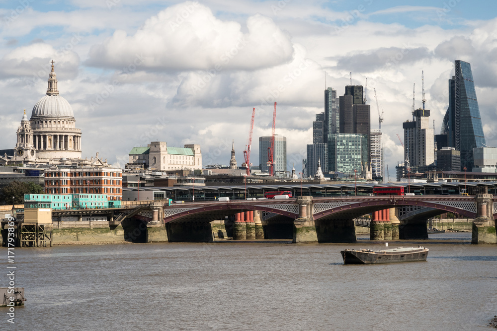 London City Skyline near Southwark Bridge