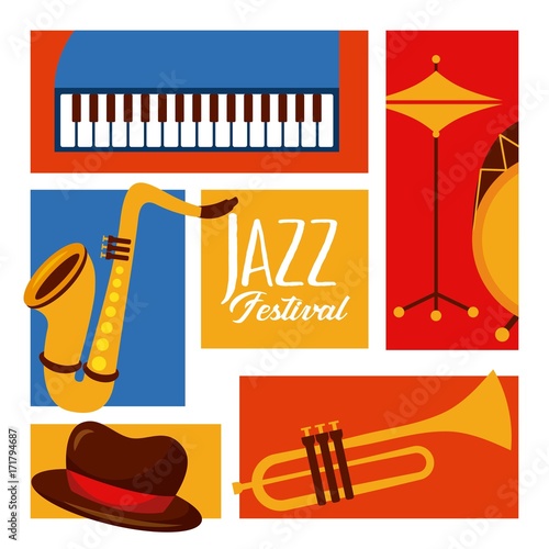Canvas Print jazz festival poster music event invitation vector Illustration