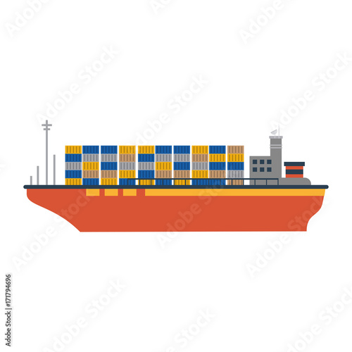 cargo ship with containers icon image vector illustration design 