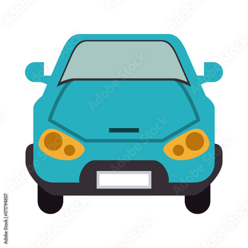 blue car frontview icon image vector illustration design 