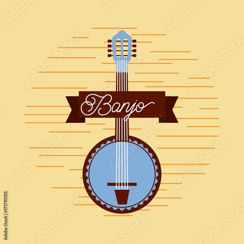 banjo jazz instrument musical festival celebration vector illustration