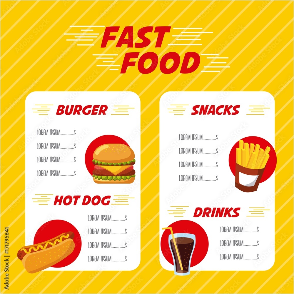 Obraz premium fast food restaurant menu brochure vector illustration