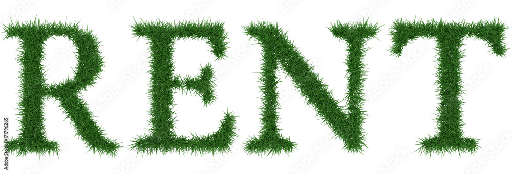 Rent - 3D rendering fresh Grass letters isolated on whhite background. Rent - 3D rendering fresh Grass letters isolated on whhite background.