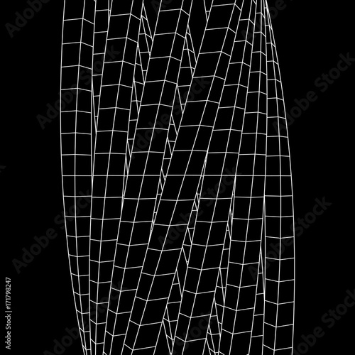 Low poly truss structure wireframe mesh background. Scinece and tech vector illustration.