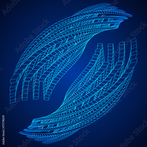 Low poly truss structure wireframe mesh background. Scinece and tech vector illustration.