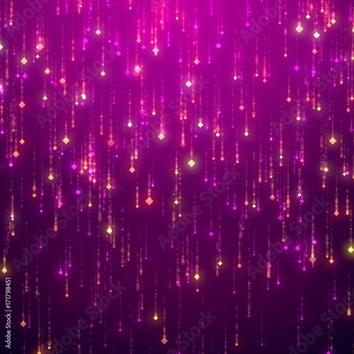 Abstract falling sparkle rain glamor background. Render illustration with particles.