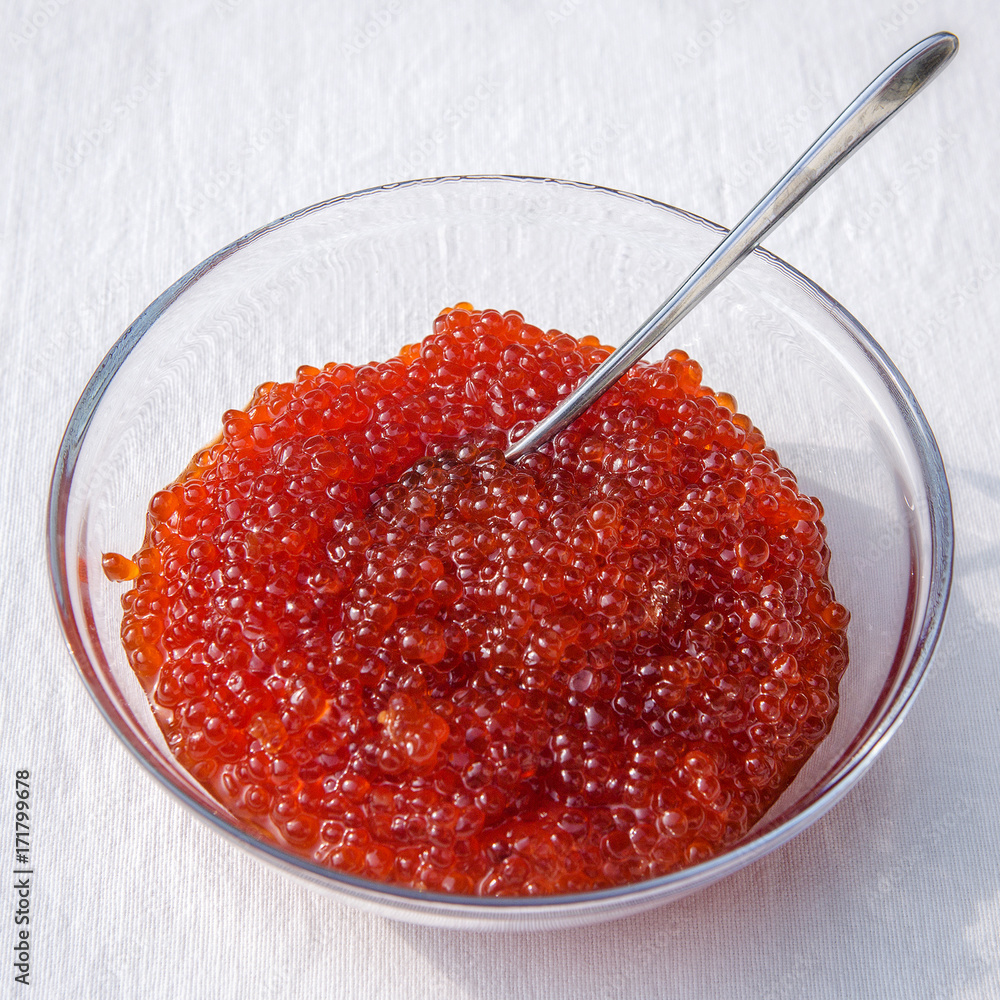 Red caviar. Vase with red caviar Red caviar. Vase with red caviar