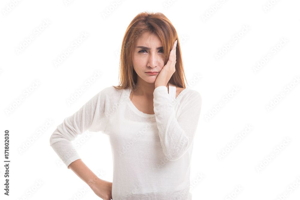Young Asian woman got toothache. Young Asian woman got toothache.