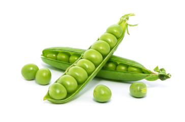 fresh green peas isolated on a white background