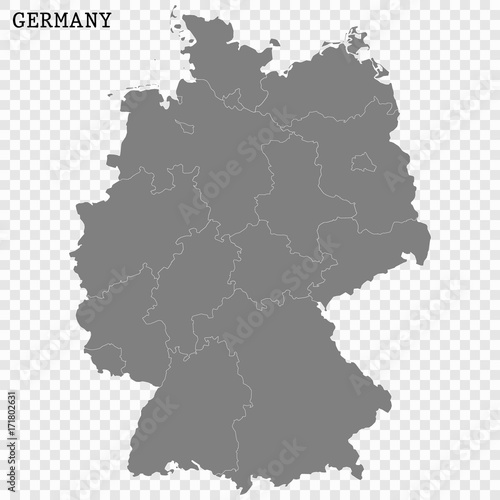  High quality map of Germany with borders of the regions or counties