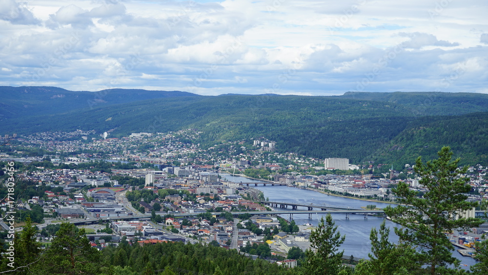 View of Drammen from the mountain , Norway.